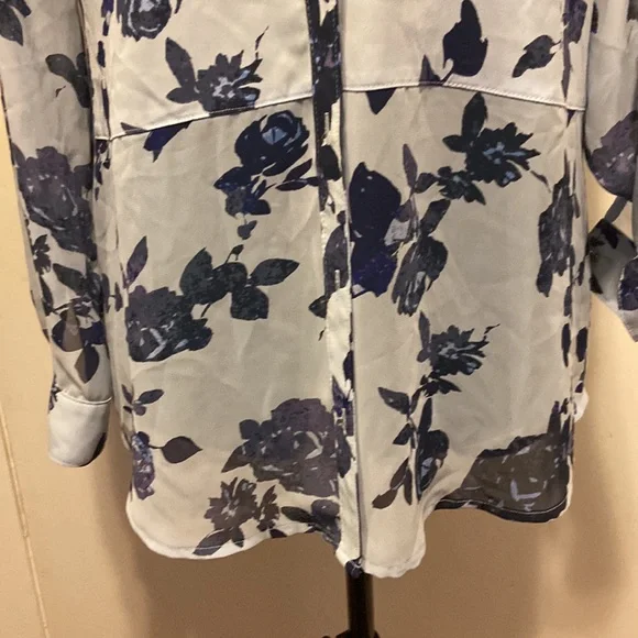 Vintage Candies Semi Sheer Blouse w/Rollup Sleeves Sheer drop waist long sleeve - Picture 3 of 8